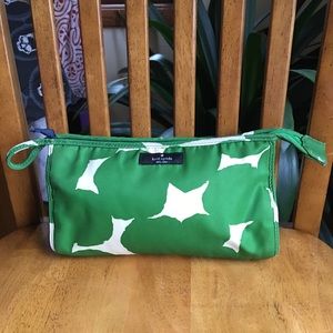 Kate Spade green and ivory cosmetic bag RARE